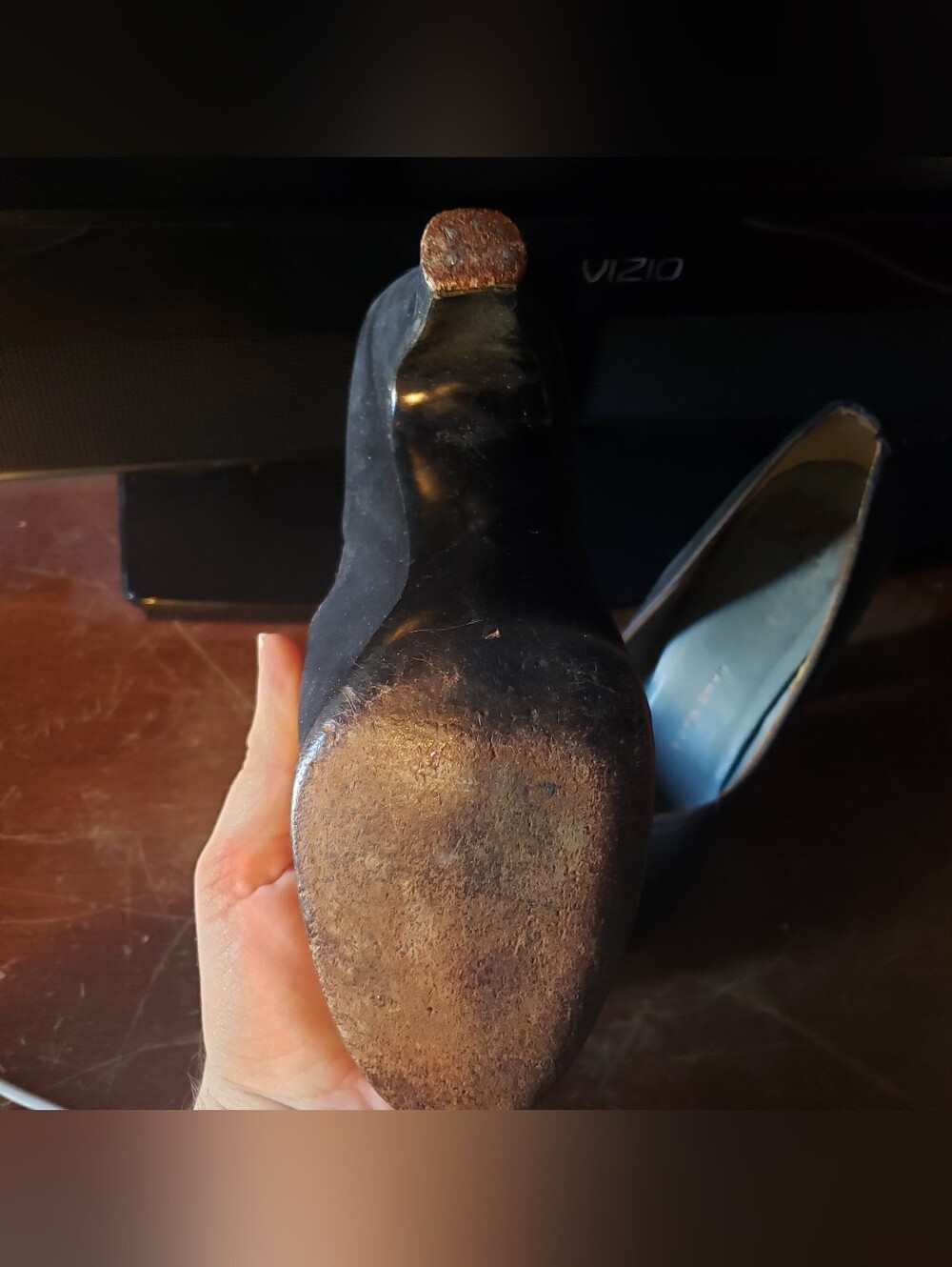 Vintage 1940s-1950s Navy Blue Heels - Picture 4 of 4
